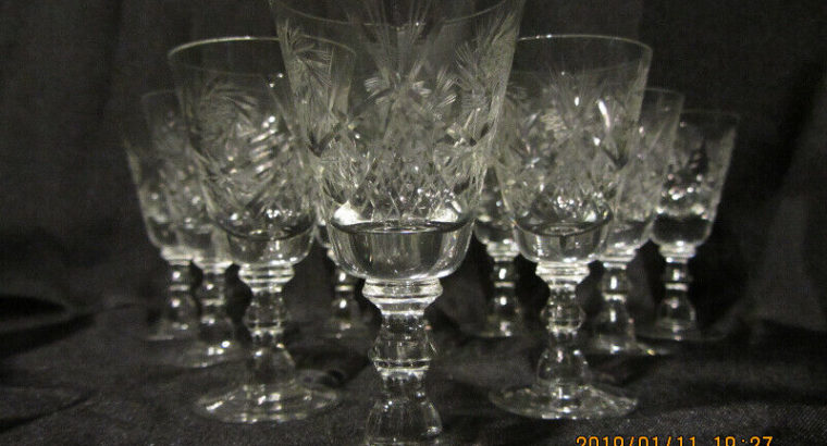 VINTAGE CZECH PINWHEEL CRYSTAL LIQUEUR GLASSES – Set of 10