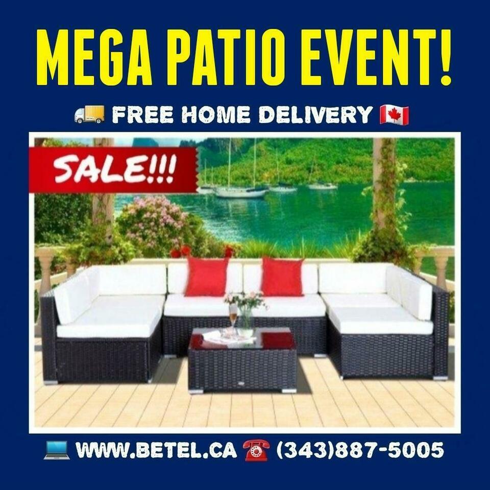 Free Delivery • 7Pc Wicker Patio Sectional Garden Outdoor Furniture Set