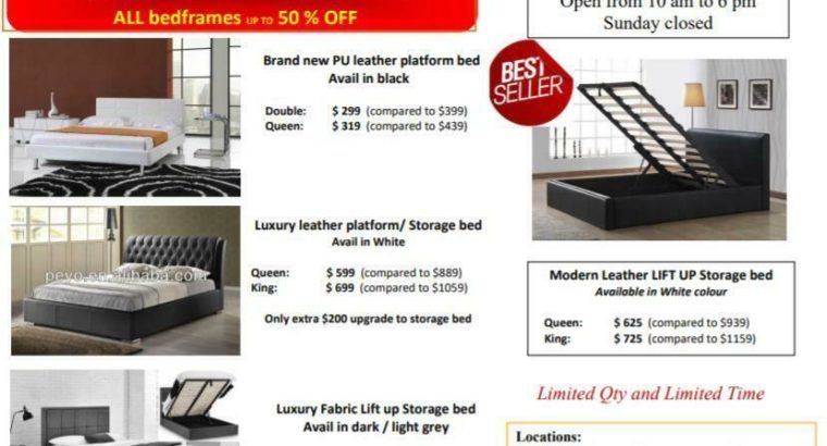 $$$HAPPY SUMMER SALE-Brand New MODERN LEATHER Queen/ King Storage bed