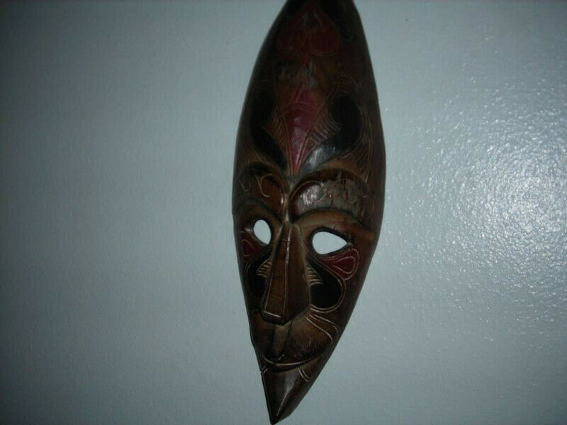 Mask hand made wooden mask old