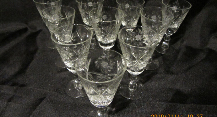 VINTAGE CZECH PINWHEEL CRYSTAL LIQUEUR GLASSES – Set of 10