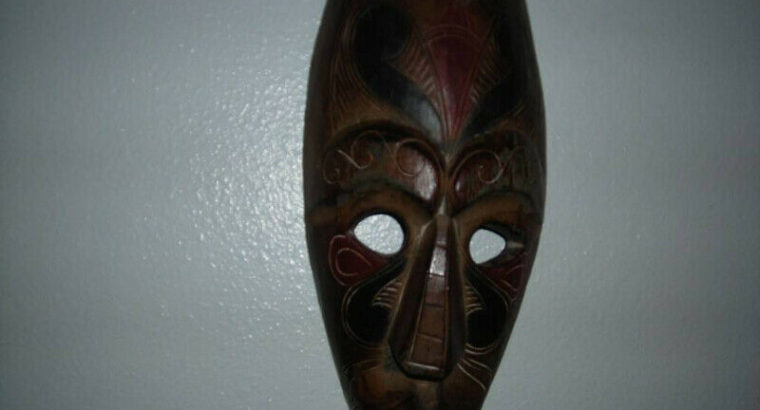 Mask hand made wooden mask old