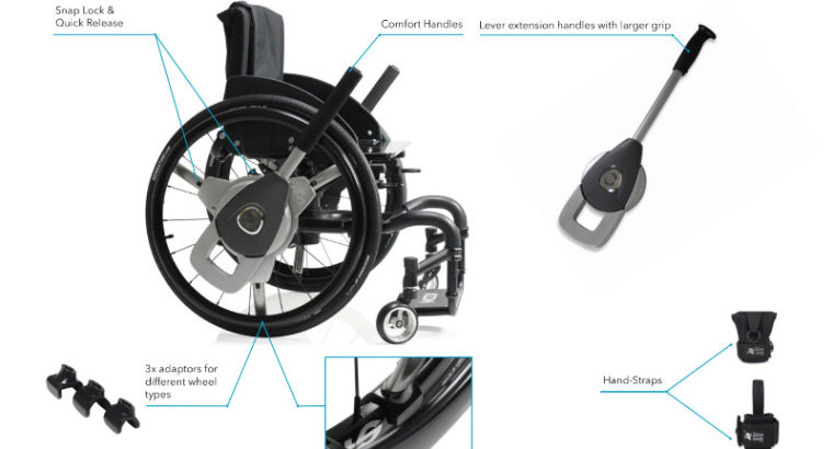 NuDrive Lever Drive System for Manual Wheelchair 24-25″ Wheels