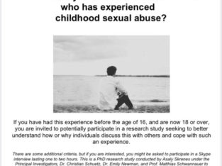 Wanted: Childhood sexual experiences/abuse survivors wanted