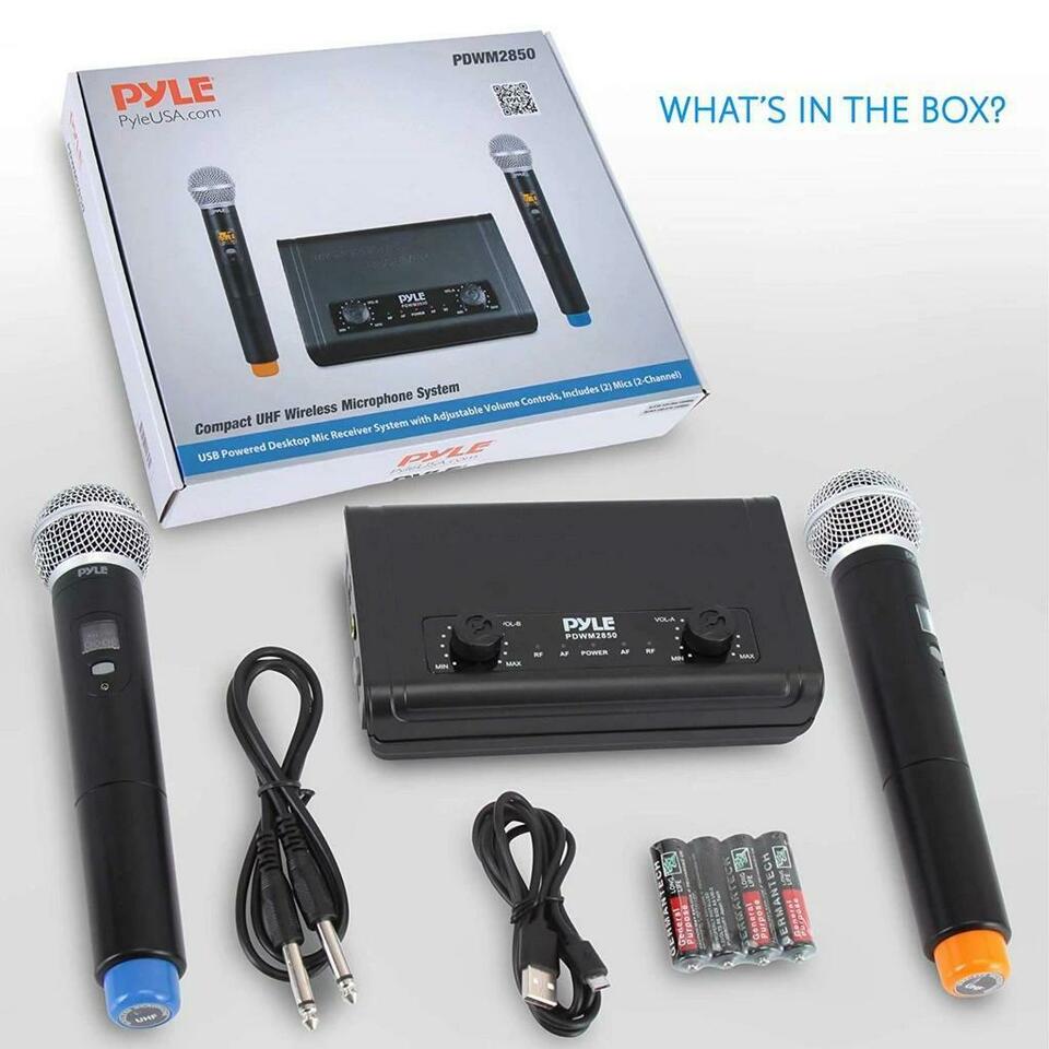 PYLE PDWM2850 2-Channel Compact UHF Dual Wireless Microphone System