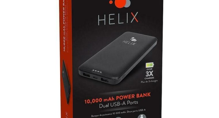 Helix ETHPB10 10k mAh Power Bank with Dual USB-A (Open Box)