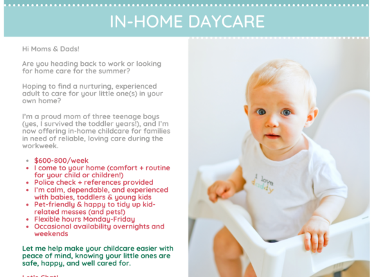 Experienced In-Home Babysitter Available – KW, Cambridge, Guelph